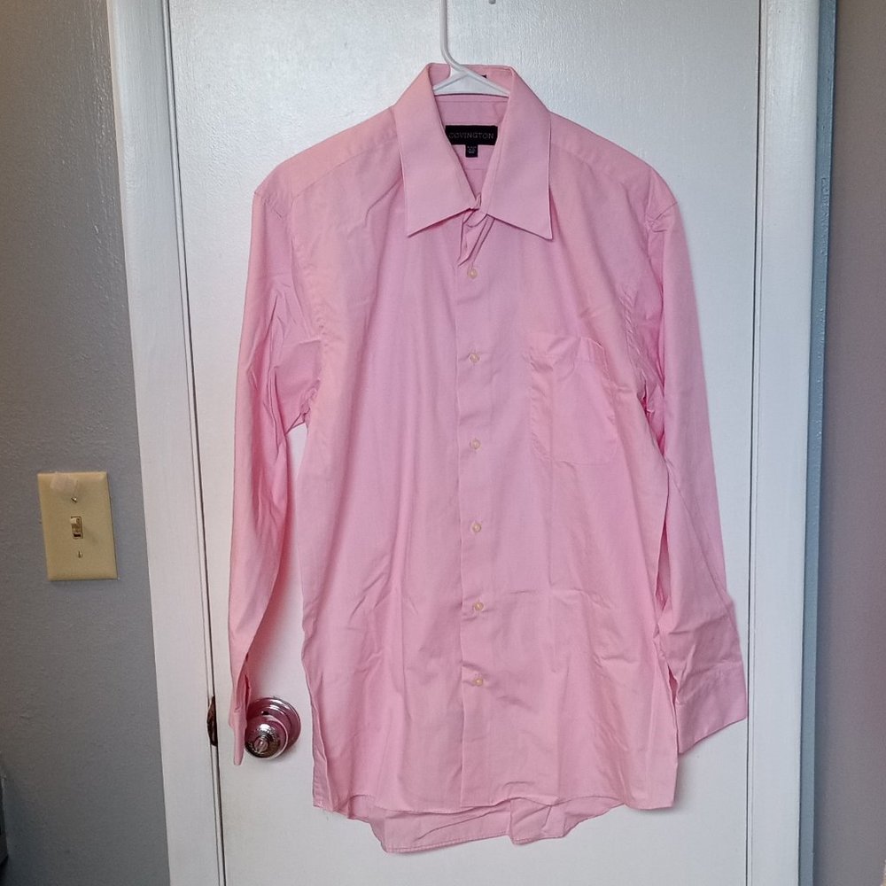 COVINGTON Men's Pink Dress shirt Long sleeve size Medium Neck 15-15 1/2